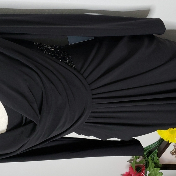 NEW Adrianna Papell Black Sequin Maxi Dress Tall Elegant Luxury Celeb Style - Picture 4 of 16